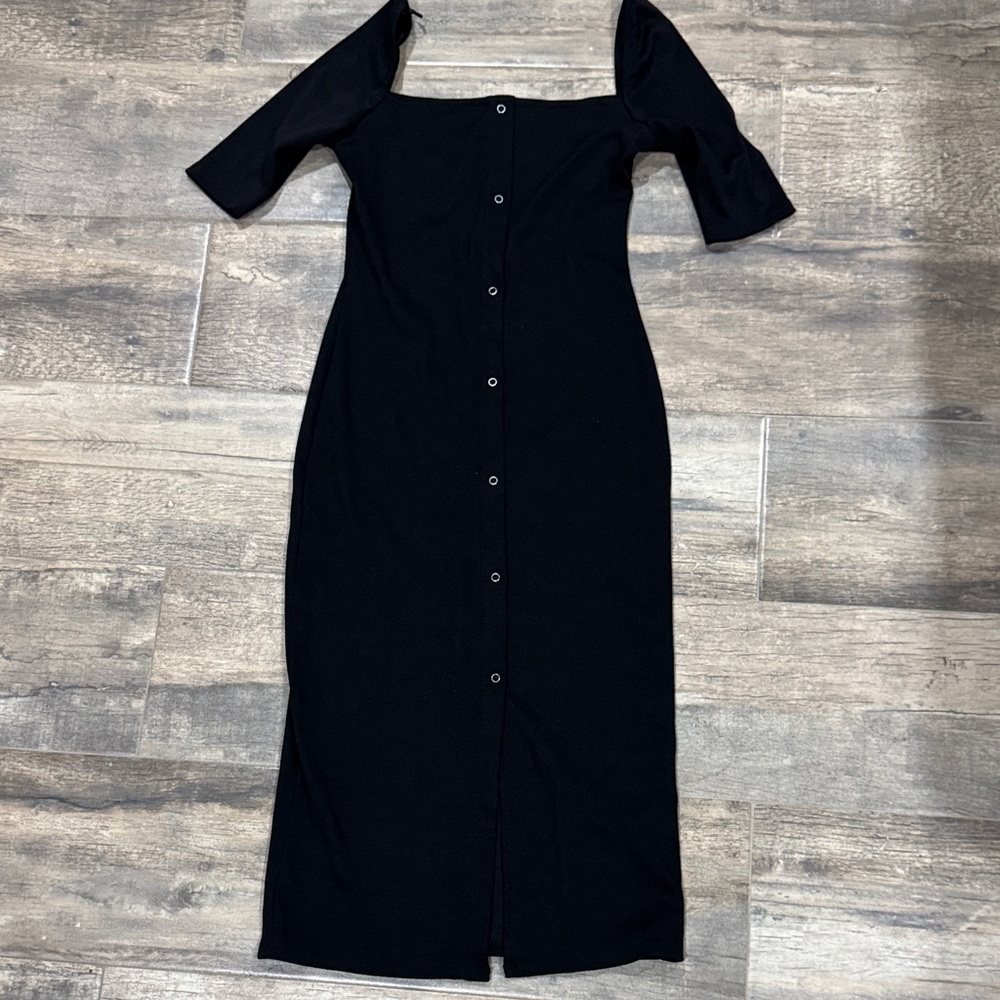 Sweet Rain Black Ribbed Dress